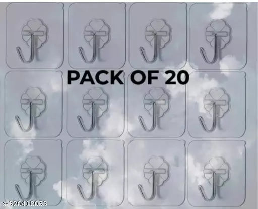 Self Adhesive Wall Hooks 20Pcs - Premium  from Mystical9 - Just $450! Shop now at Mystical9
