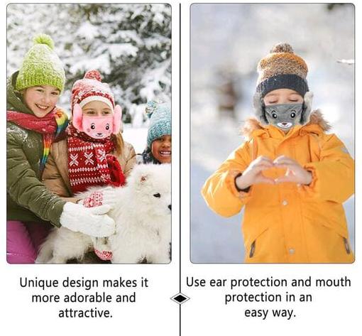 Winter Woolen Mask For Winter Fleece & Fur Earmuffs Kids Mask (Pack Of 1) - Premium  from Roposo Clout - Just $500! Shop now at Mystical9