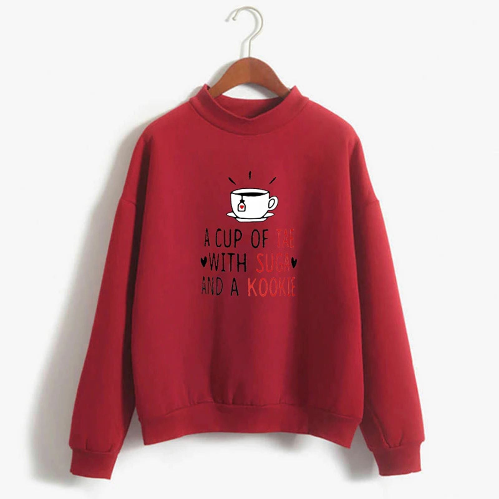 Popster Red Printed Fleece Hoody Regular Fit Long Sleeve Womens Sweatshirt - Premium  from Roposo Clout - Just $800! Shop now at Mystical9