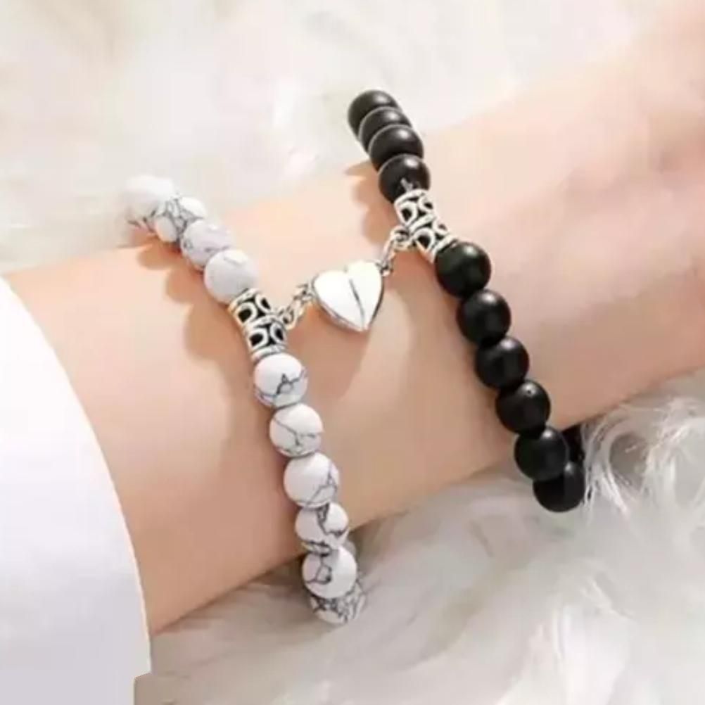 AVR JEWELS White and Balck Pearl Heart Couple Bracelet For Women and Men - Premium  from Roposo Clout - Just $567! Shop now at Mystical9