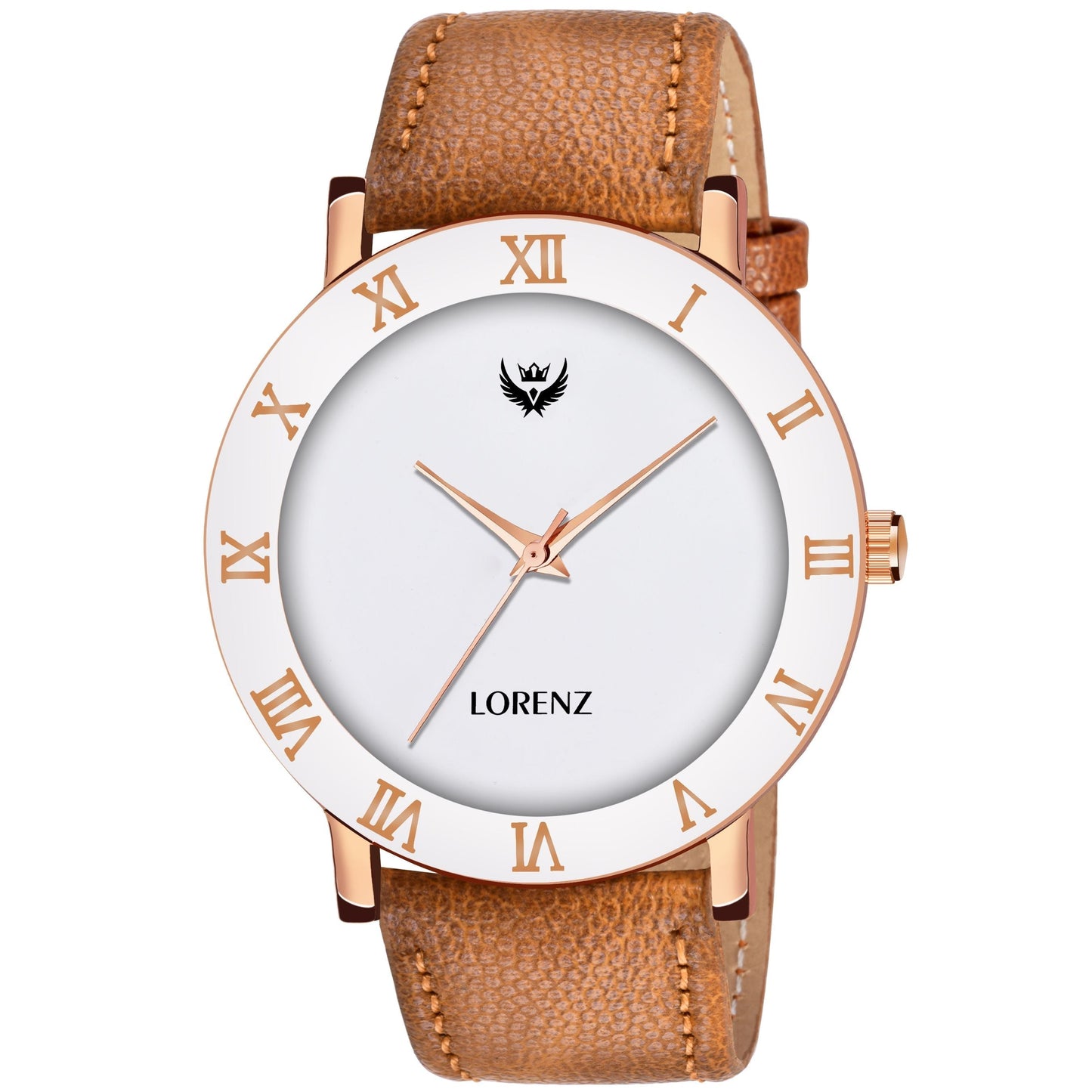 Lorenz Brown Leather Strap & White Roman Dial Analogue Watch for Men - Premium  from Roposo Clout - Just $656! Shop now at Mystical9