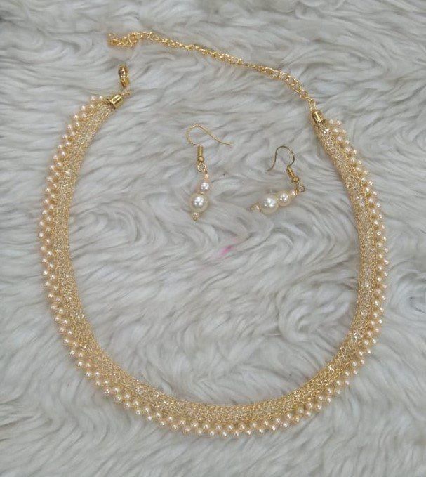 Elegant Stone, Pearls Choker Set - Premium  from Roposo Clout - Just $579! Shop now at Mystical9