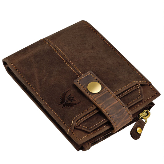 Lorenz RFID Blocking Brown Genuine Hunter Leather Wallet for Men with ATM Card & Coin Zipper - Premium  from Roposo Clout - Just $950! Shop now at Mystical9
