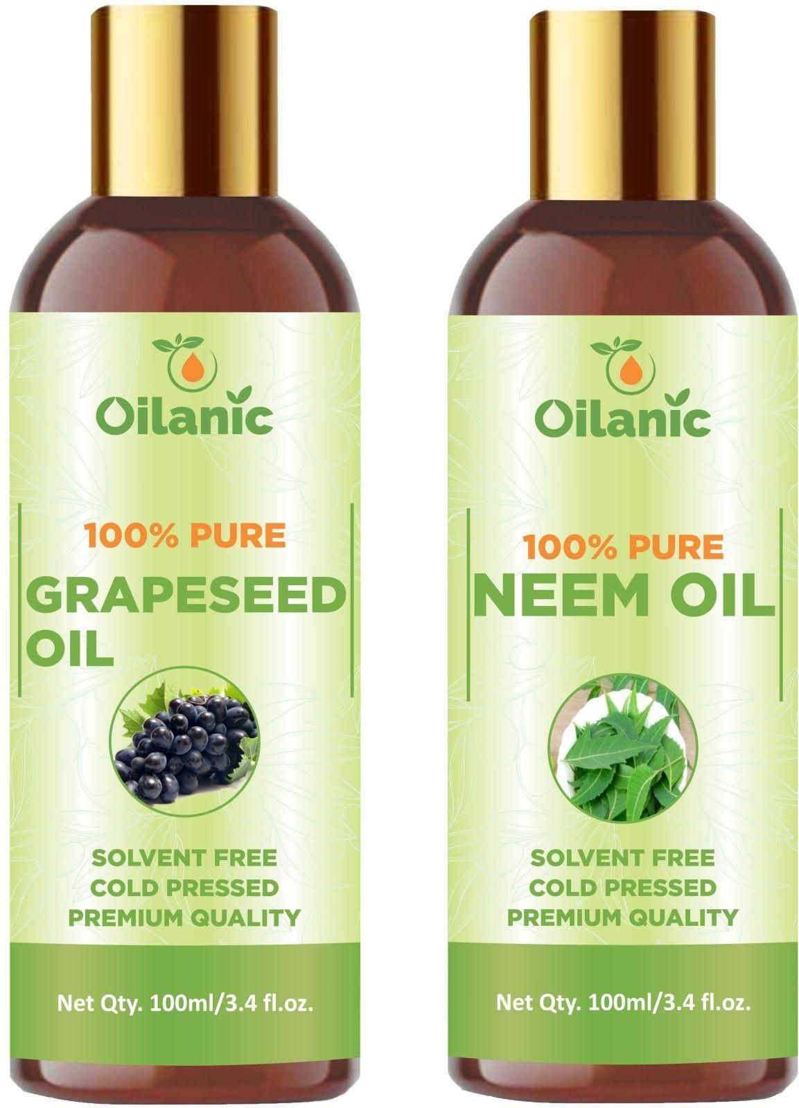 Oilanic Premium Grapeseed Oil & Neem Oil Combo pack of 2 bottles of 100 ml(200 ml) - Premium  from Roposo Clout - Just $650! Shop now at Mystical9
