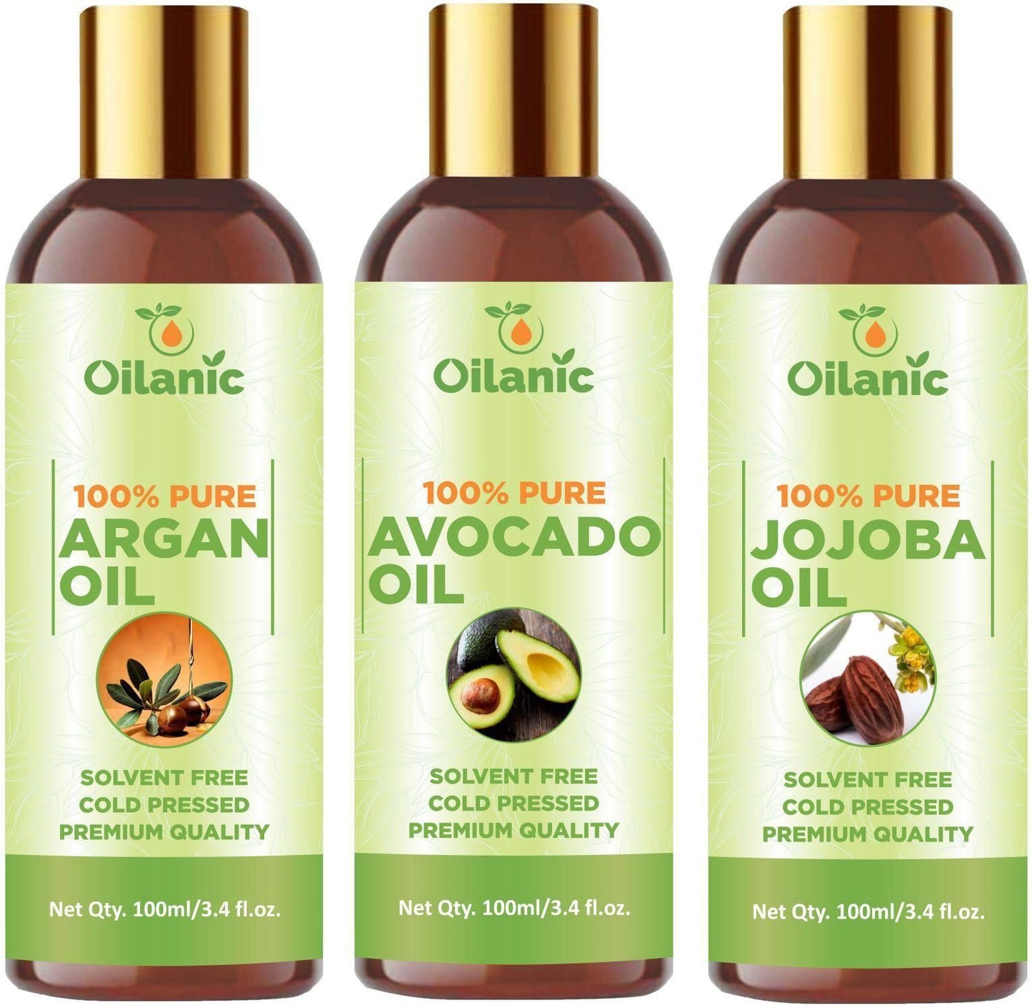Oilanic Premium Argan Oil, Avocado Oil & Jojoba Oil Combo pack of 3 bottles of 100 ml(300 ml) - Premium  from Roposo Clout - Just $999! Shop now at Mystical9