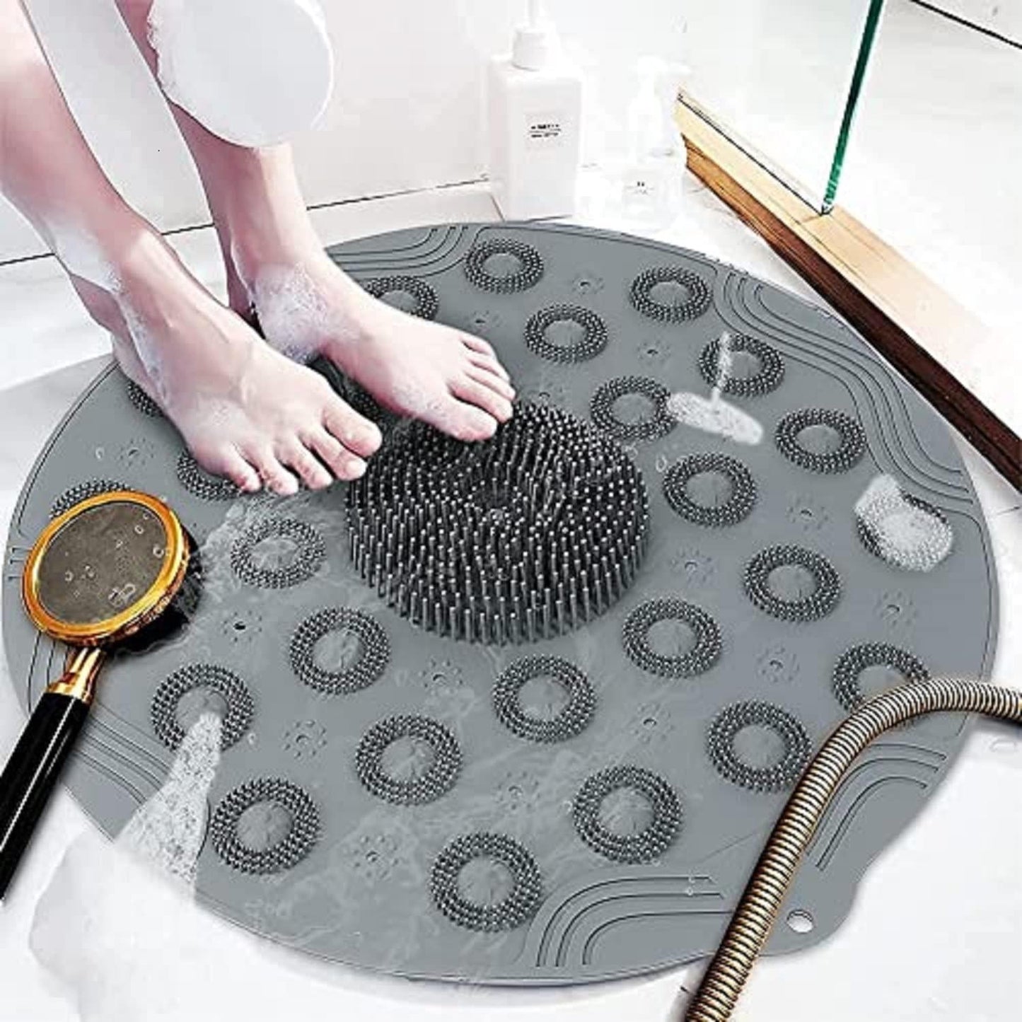 Shower Foot Cleaner Scrubber Foot Brush Massager Pad Non Slip Suction Cup Exfoliating Dead Skin Foot Mat for Shower (Pack of 2) - Premium  from Roposo Clout - Just $680! Shop now at Mystical9