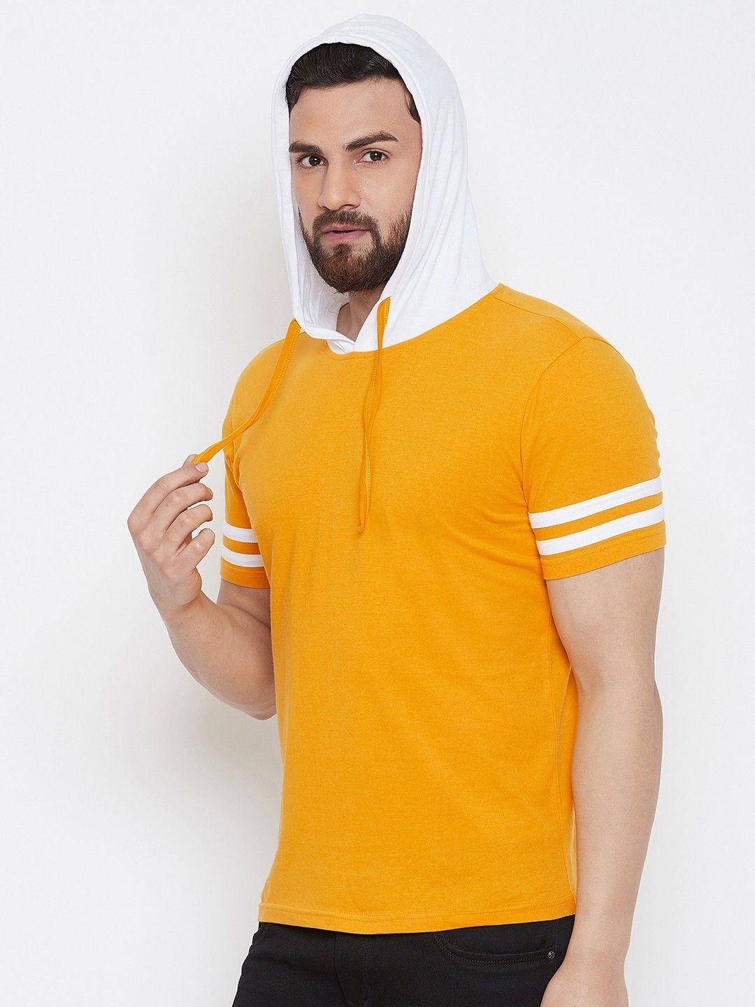 Pure Cotton Solid Half Sleeves Mens Hooded Neck T-Shirt - Premium  from Roposo Clout - Just $670! Shop now at Mystical9
