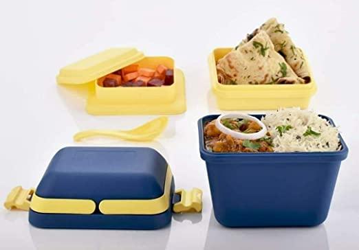 Airtight Lunch Box Set | 3 Compartment Tiffin with Handle & Push Lock | Plastic Tiffin Box for Travelling, School Kids & Office Exclusive - Premium  from Roposo Clout - Just $620! Shop now at Mystical9