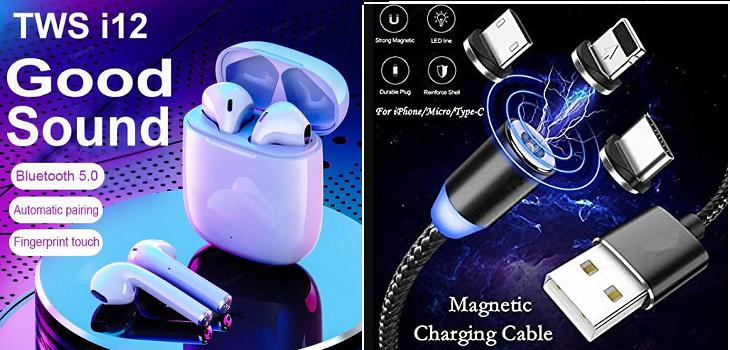 1 Pices of i12 TWS & 1 pices of 3 in 1 Magnet Cable (Combo) - Premium  from Roposo Clout - Just $900! Shop now at Mystical9
