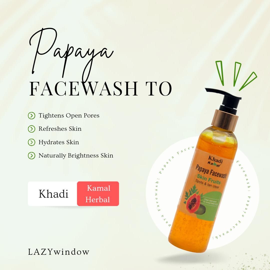 Khadi Kamal Herbal 100 Pure Natural & Organic Papaya Face Wash For Men And Women 210ml Pack of 5 - Premium  from Roposo Clout - Just $1100! Shop now at Mystical9