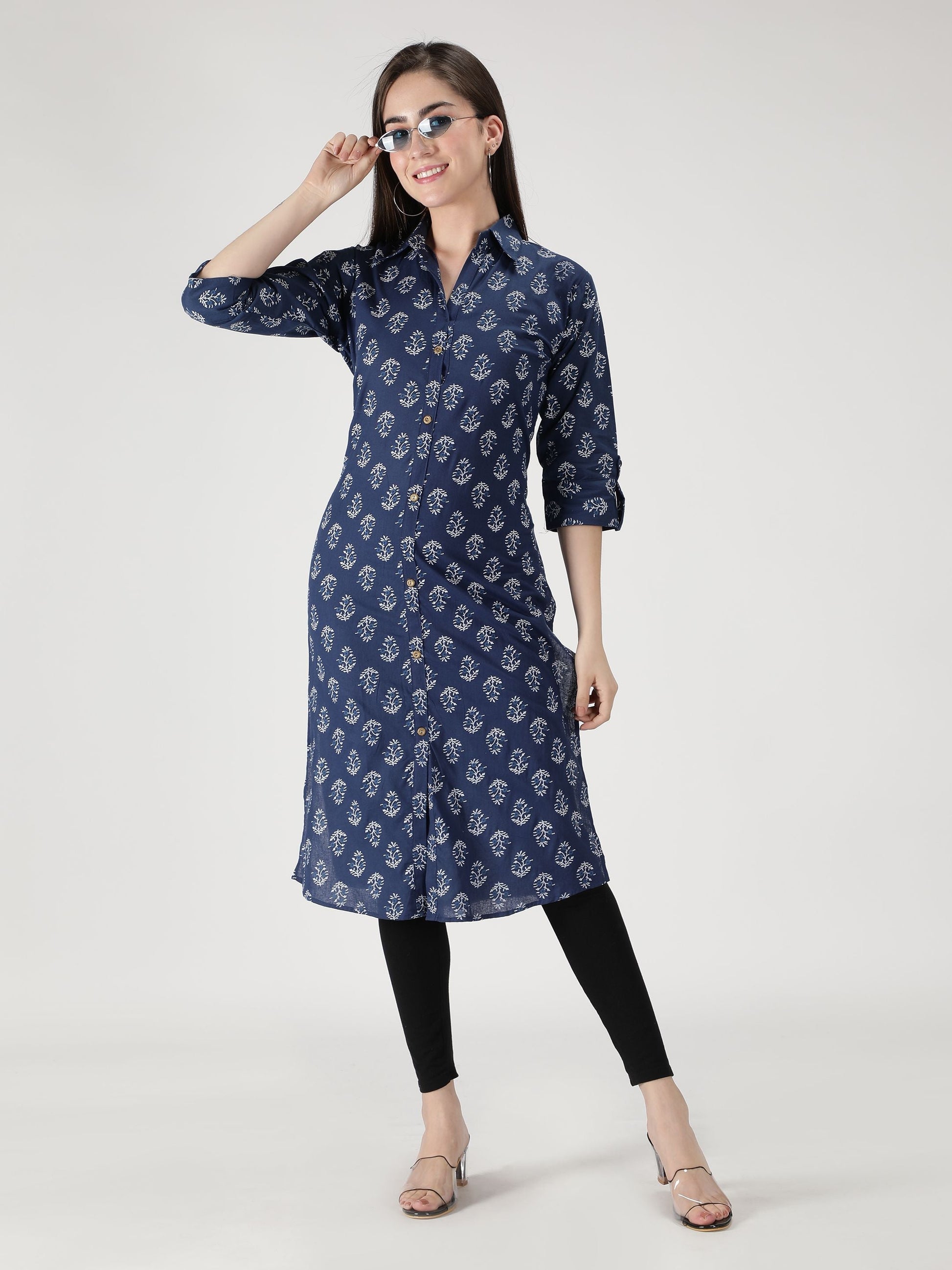 Fabclub Cotton Floral Printed Straight Women Kurti (Navy Blue) - Premium  from Roposo Clout - Just $799! Shop now at Mystical9