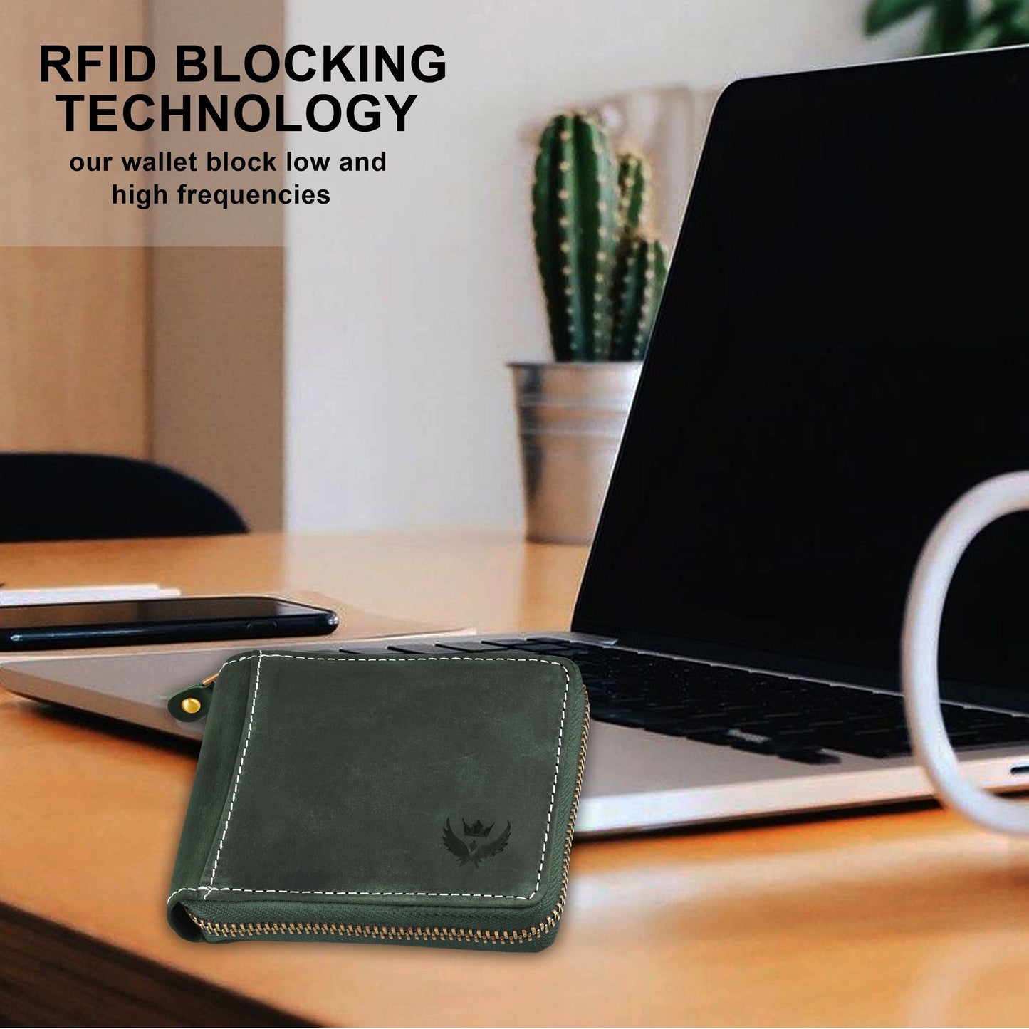 Lorenz RFID Blocking Genuine Olive Green Hunter Leather Zipper Wallet for Men - Premium  from Roposo Clout - Just $870! Shop now at Mystical9