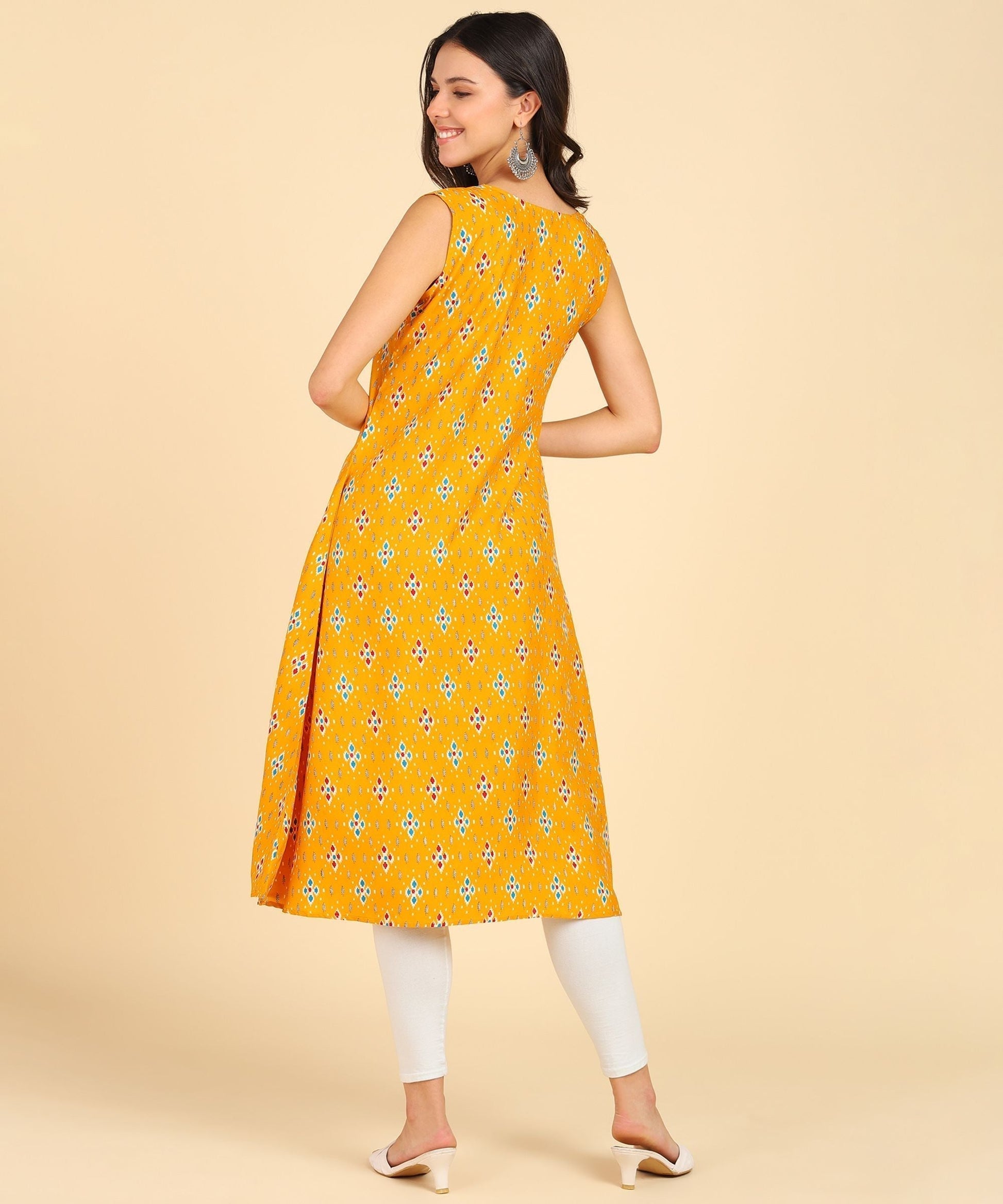 Women's Casual Wear Sleeveless Round Long Kurtis - Premium  from Roposo Clout - Just $590! Shop now at Mystical9
