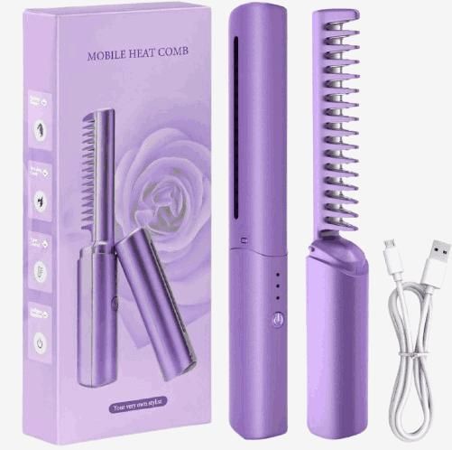 Meneflix Portable Mini Hair Straightener Cordless Rechargeable Mini Adjustable Hair Straightener Hot Comb - Premium  from Roposo Clout - Just $760! Shop now at Mystical9