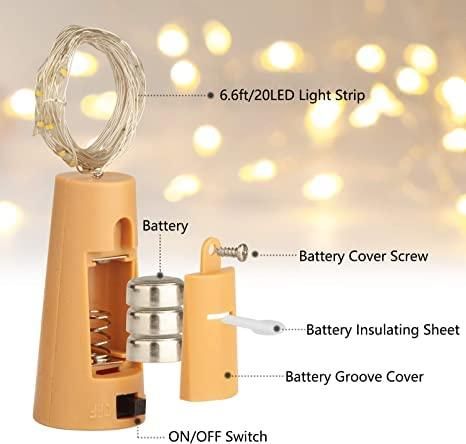20 Led Wine Bottle Cork Copper Wire String Lights 2M Battery Operated (Warm White Pack Of 4) - Premium  from Roposo Clout - Just $600! Shop now at Mystical9