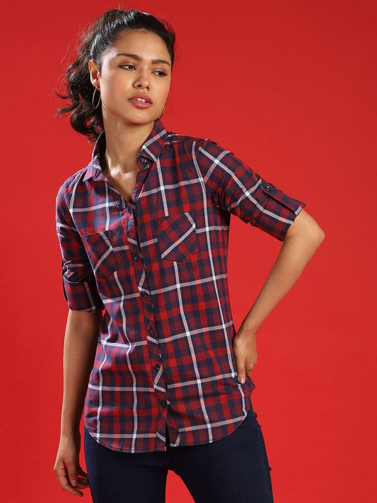 Campus Sutra Women's Cotton Checks Shirts - Premium  from Roposo Clout - Just $999! Shop now at Mystical9