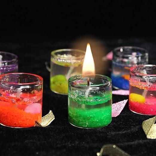 Multicolour Smokeless Decorated Mini Cute Glass Jelly Gel Candles (Pack of 12 Pcs) - Premium  from Roposo Clout - Just $600! Shop now at Mystical9