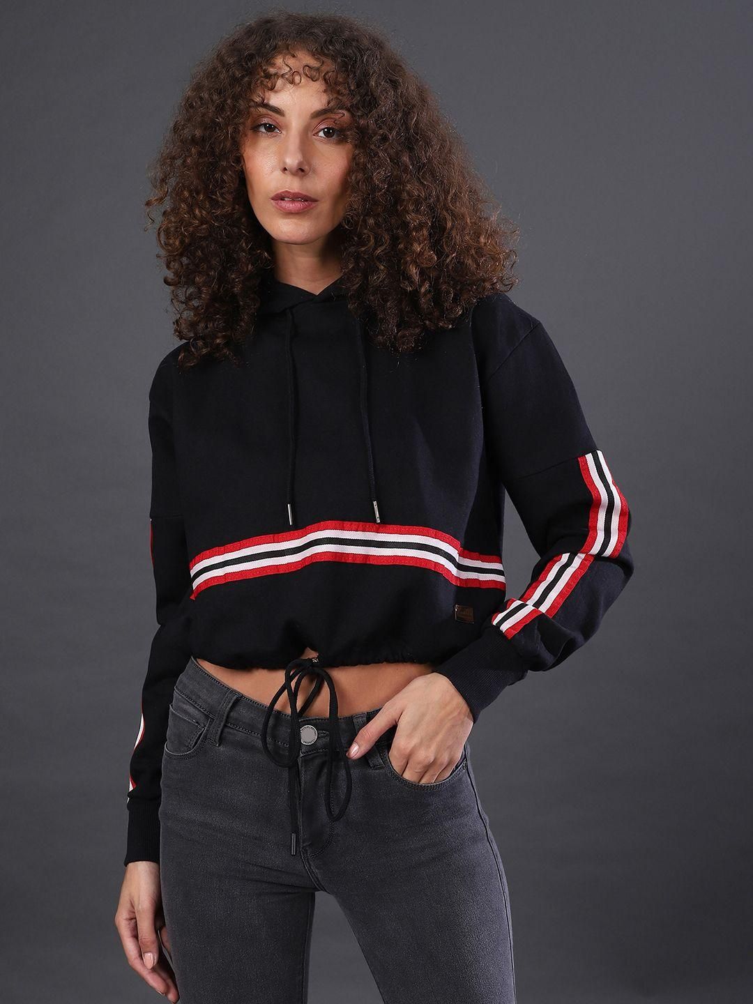 Women's  Cotton Black Narrow Stripes Sweatshirt - Premium  from Roposo Clout - Just $1285! Shop now at Mystical9