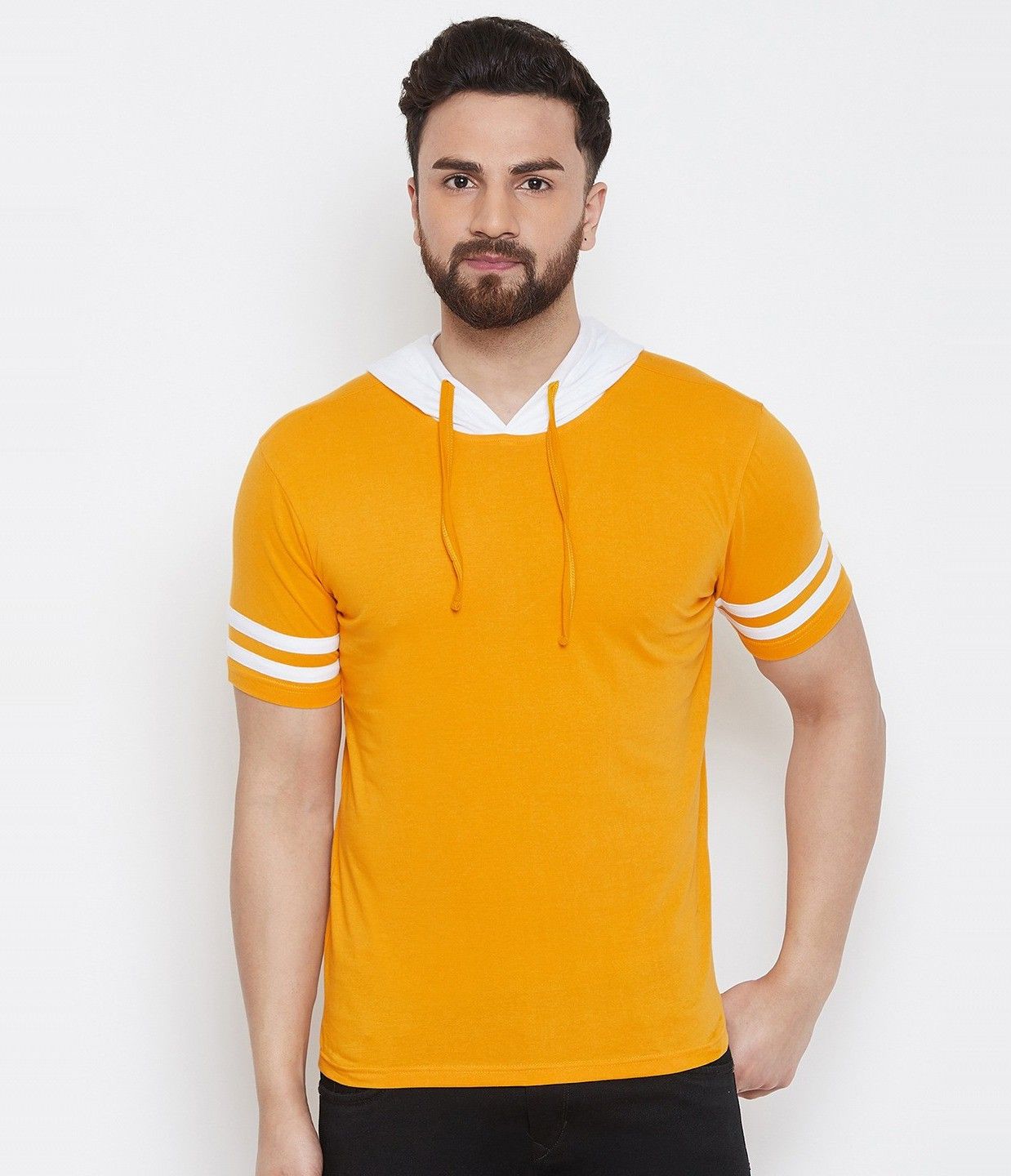 Pure Cotton Solid Half Sleeves Mens Hooded Neck T-Shirt - Premium  from Roposo Clout - Just $670! Shop now at Mystical9