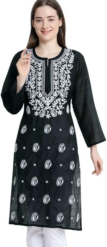 Women Chikan Embroidery Straight Kurta - Premium  from Roposo Clout - Just $761! Shop now at Mystical9