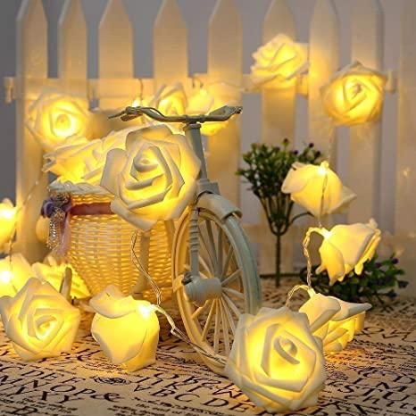 Rose Flower Led Serial String Lights - |10 Feet 14 Led Rose Lights for Home Decoration Indoor Outdoor(Warm White Plug-in) - Premium  from Roposo Clout - Just $700! Shop now at Mystical9