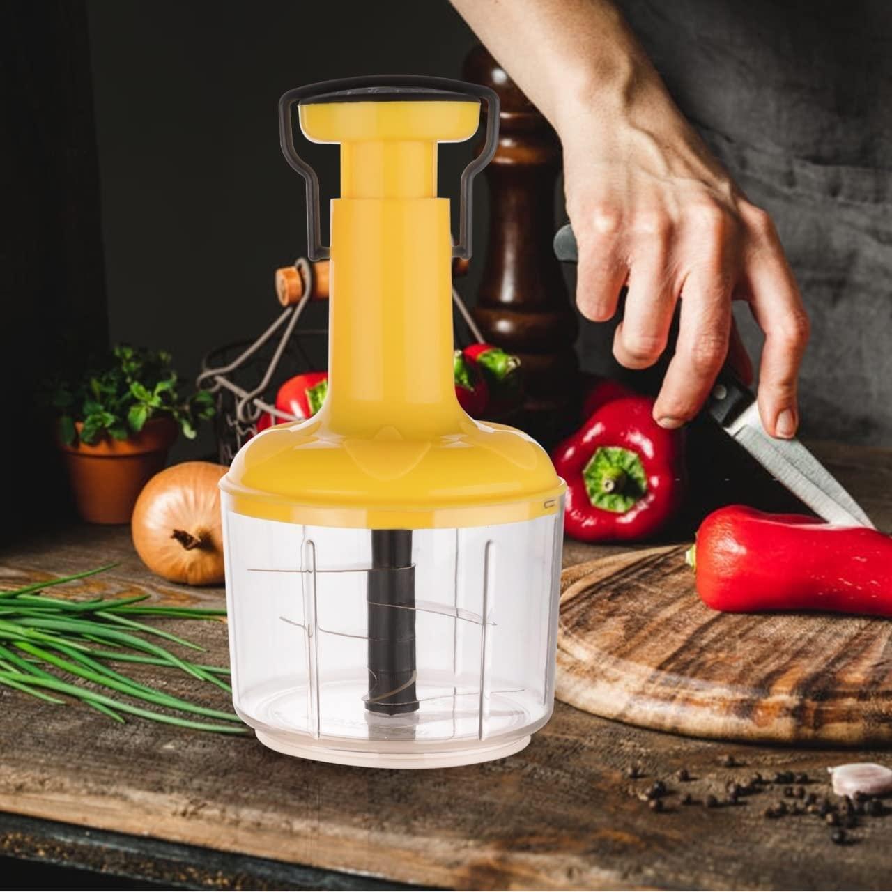 Manual Speedy Hand Press Food Chopper for Vegetables, Fruits, Nuts and More-Egg Whisk-Perfect Chopping with Easy Push and Close Button 1100 ml - Premium  from Roposo Clout - Just $599! Shop now at Mystical9