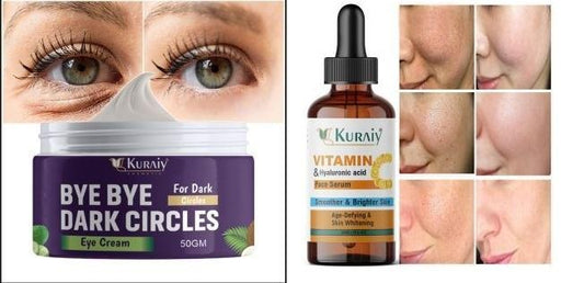 Kuraiy Vitamin C Happiness Face Serum With Kuraiy Bye Bye Dark Circle Eye Cream Natural Herbal 50gm Combo Pack - Premium  from Roposo Clout - Just $650! Shop now at Mystical9