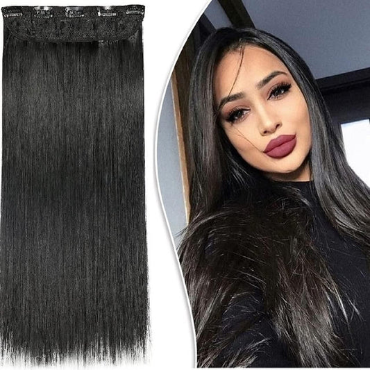 Natural Black Straight Hair Extensions in High Temperature Synthetic Fiber in 24 inch - Premium  from Roposo Clout - Just $700! Shop now at Mystical9