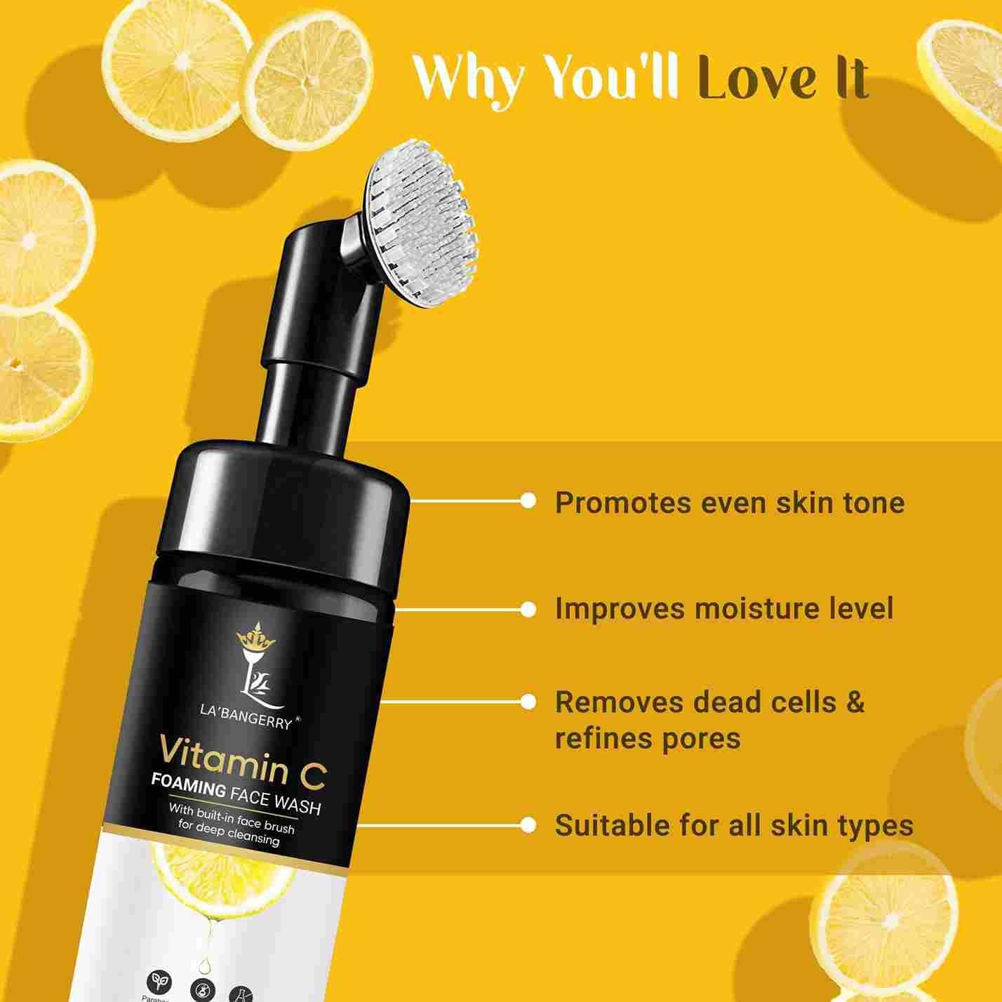 Vitamin C Brightening Foaming Face Wash with Built-In Brush 150ml Pack Of 2 - Premium  from Roposo Clout - Just $700! Shop now at Mystical9