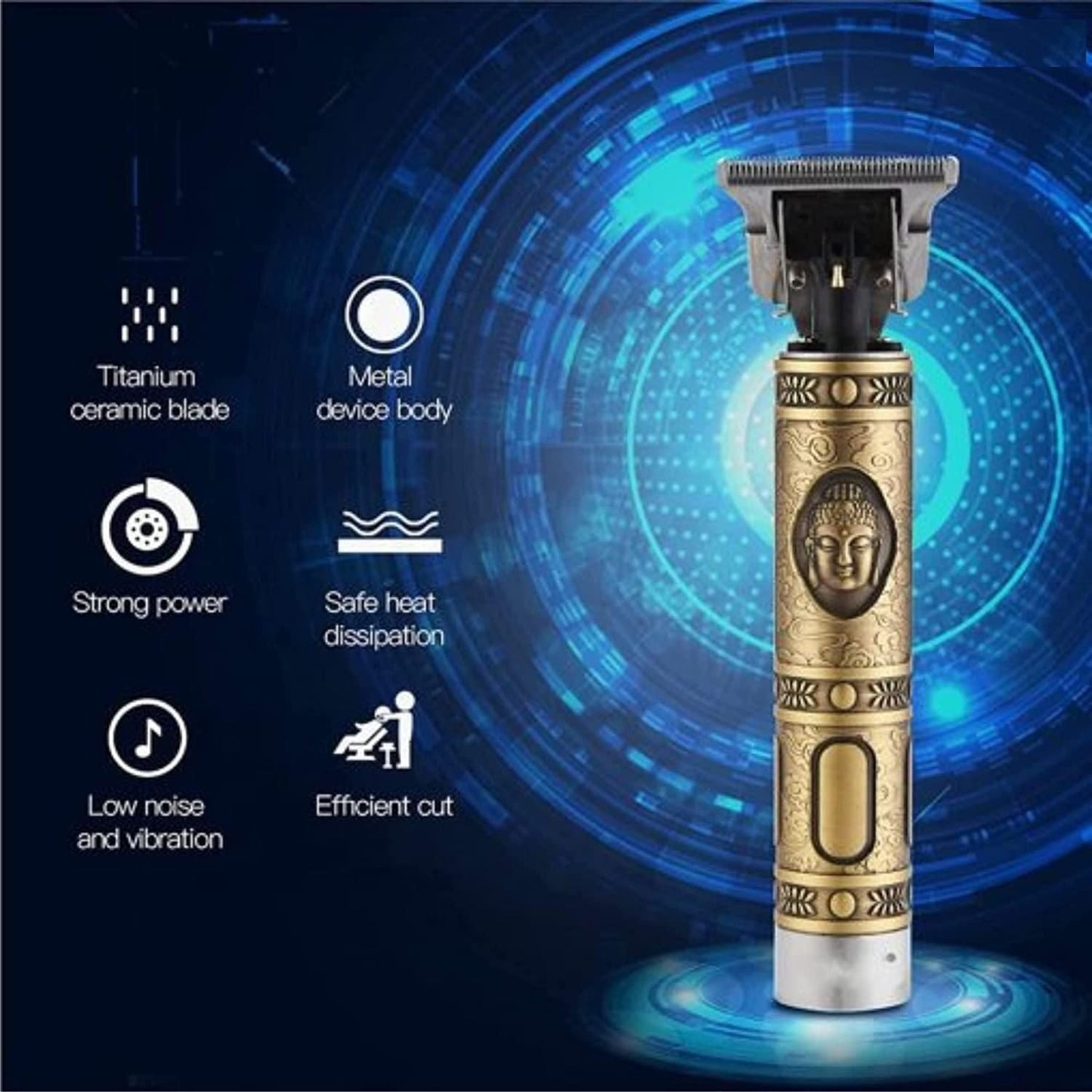 Hair Trimmer For Men Buddha Style Trimmer, Professional Hair Clipper, Adjustable Blade Clipper, Hair Trimmer and Shaver,Retro Oil Head Close Cut Precise hair Trimming Machine (Golden) - Premium  from Roposo Clout - Just $750! Shop now at Mystical9