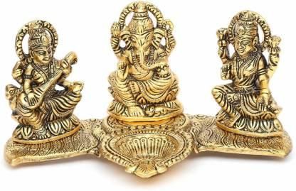 Design Gold Plated Lakshmi Ganesh Saraswati Idol with Deepak Showpiece - Premium  from Roposo Clout - Just $718! Shop now at Mystical9