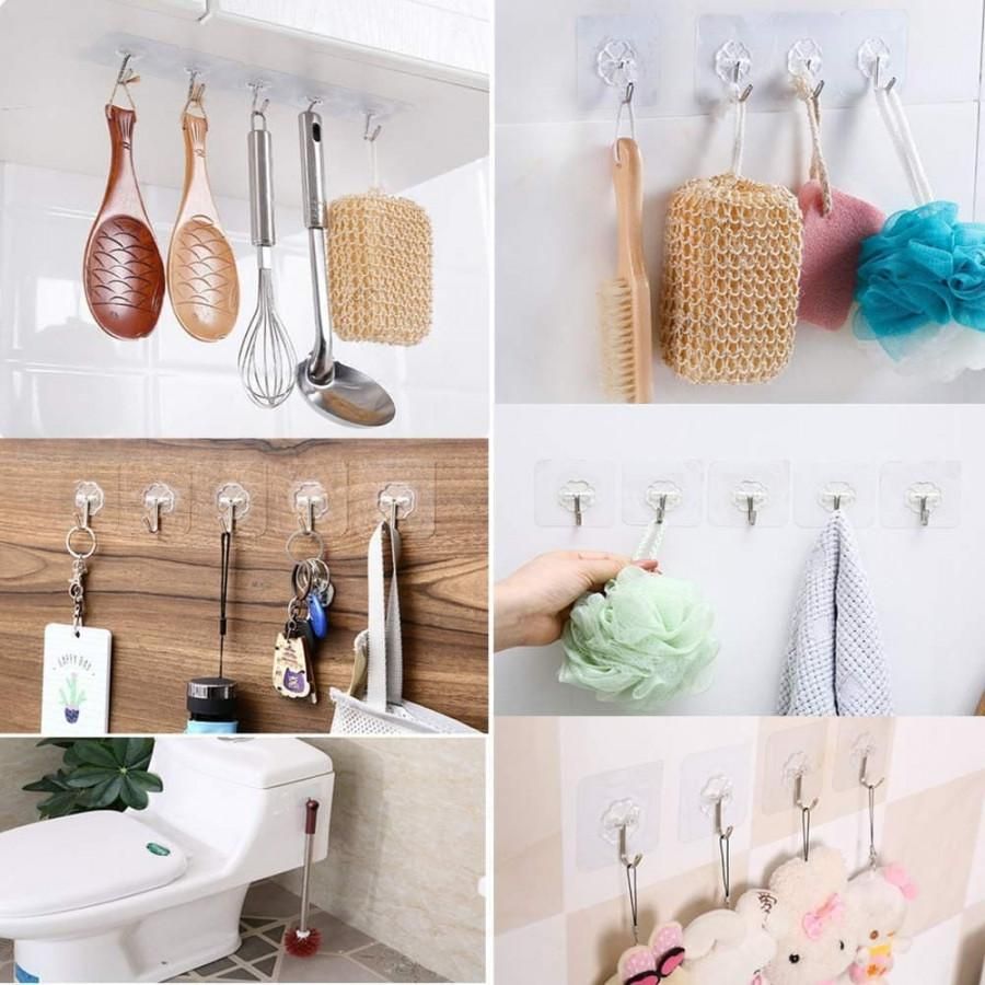 Hooks-Transparent Self Adhesive Hooks Hanger(Pack of 12) - Premium  from Roposo Clout - Just $625! Shop now at Mystical9