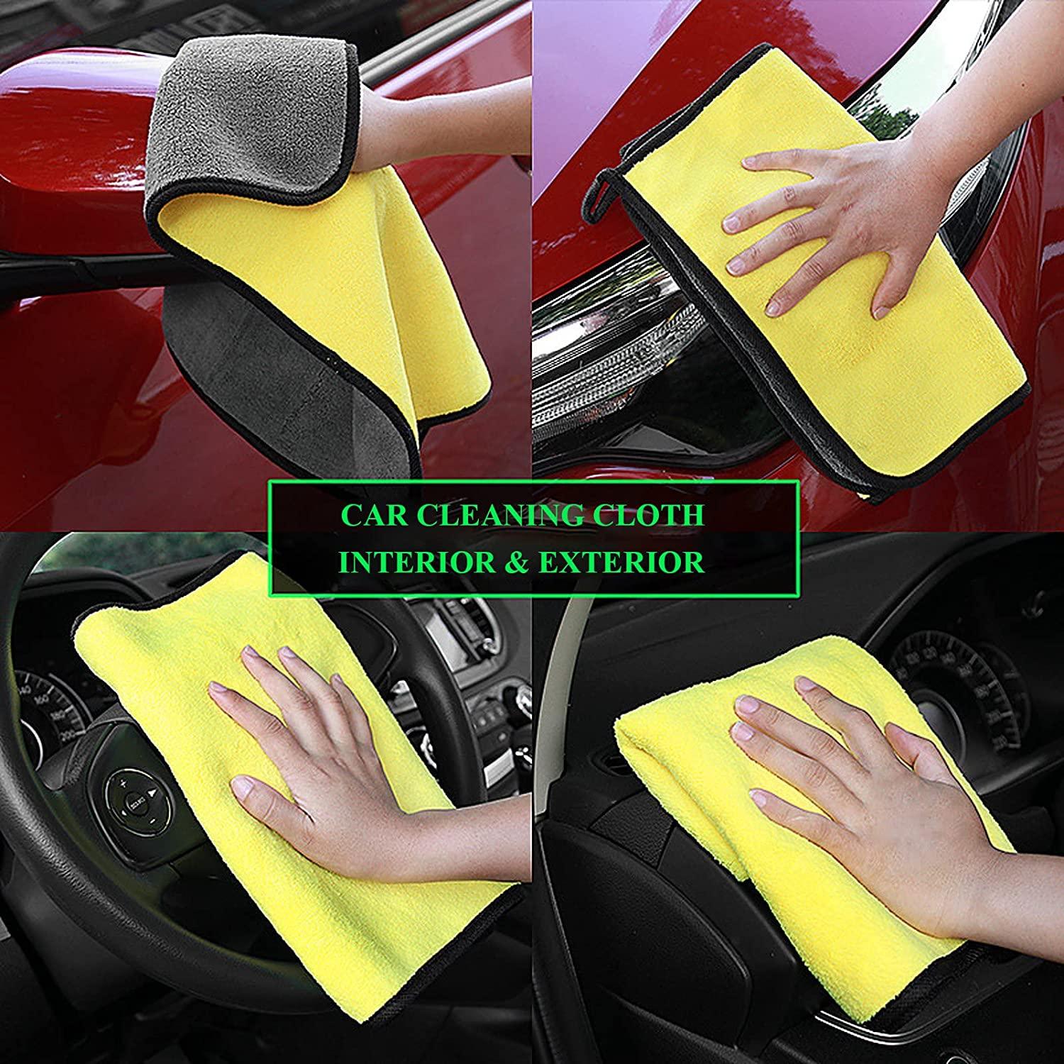 Microfibre Car Cloth (60x30 cm + 30x30 cm) ,Thick Plush Lint & Streak-Free Multipurpose Double-Sided Cloths Automotive Towels for Car Bike Cleaning Polishing Washing & Detailing (Pack of 2) - Premium  from Roposo Clout - Just $600! Shop now at Mystical9