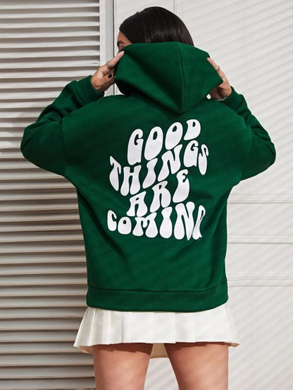 Popster Bottle Green Printed Fleece Hoody oversized Long Sleeve Womens Sweatshirt - Premium  from Roposo Clout - Just $799! Shop now at Mystical9