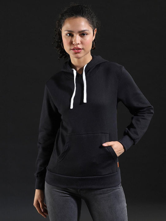 Women's  Cotton Black Solid Sweatshirt - Premium  from Roposo Clout - Just $1118! Shop now at Mystical9