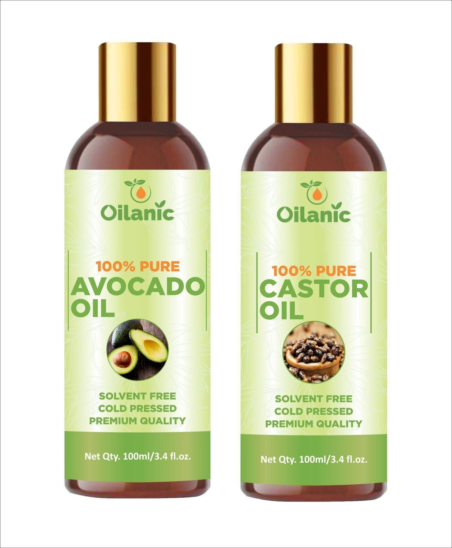 Oilanic Premium Avocado Oil & Castor Oil Combo pack of 2 bottles of 100 ml(200 ml) - Premium  from Roposo Clout - Just $650! Shop now at Mystical9