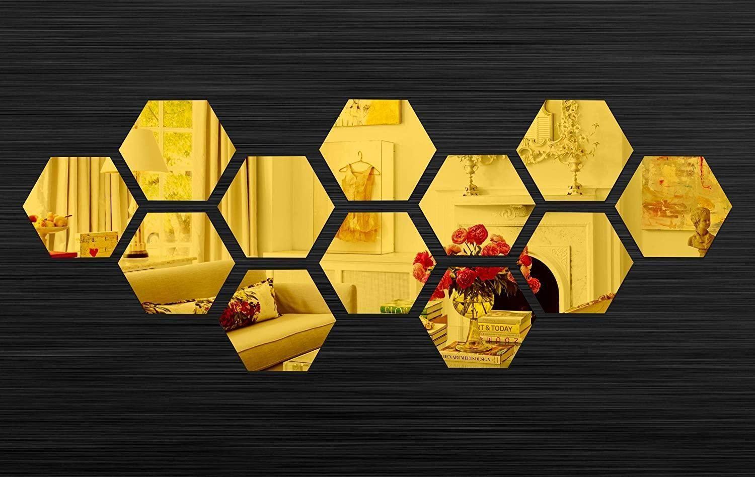3D Acrylic Hexagon Mirror Wall Stickers(Set of 12) - Premium  from Roposo Clout - Just $560! Shop now at Mystical9