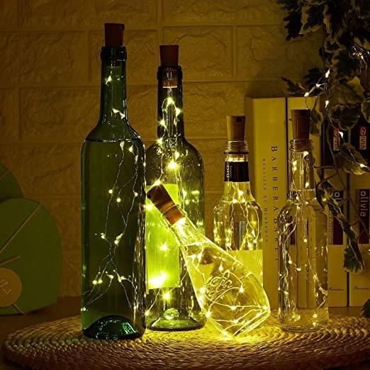 20 Led Wine Bottle Cork Copper Wire String Lights 2M Battery Operated (Warm White Pack Of 20) - Premium  from Roposo Clout - Just $950! Shop now at Mystical9