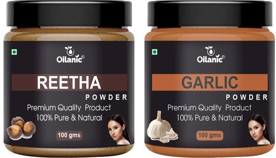 Oilanic  Pure & Natural Reetha & Garlic Powder- For Skin & Hair Combo Pack of 2 Jar 100gm (200gm) - Premium  from Roposo Clout - Just $599! Shop now at Mystical9