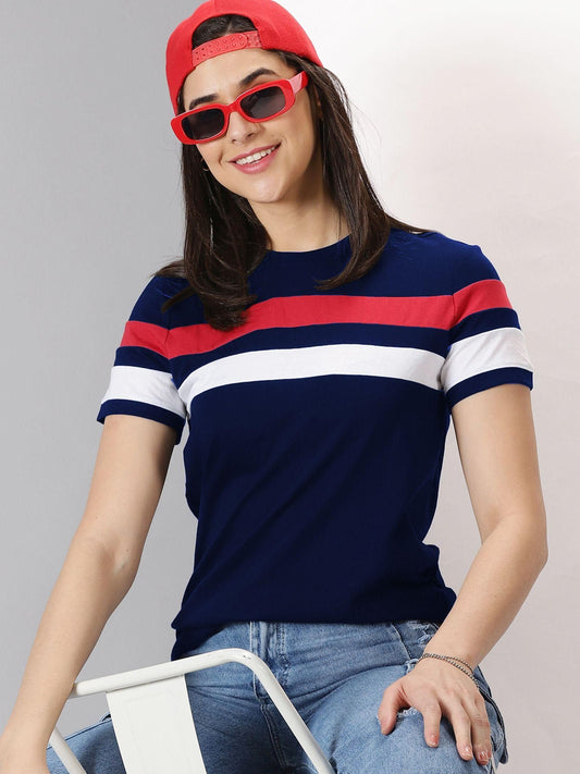 AUSK Women's Colorblocked Round Neck Half Sleeve Casual T-Shirt - Premium  from Roposo Clout - Just $699! Shop now at Mystical9