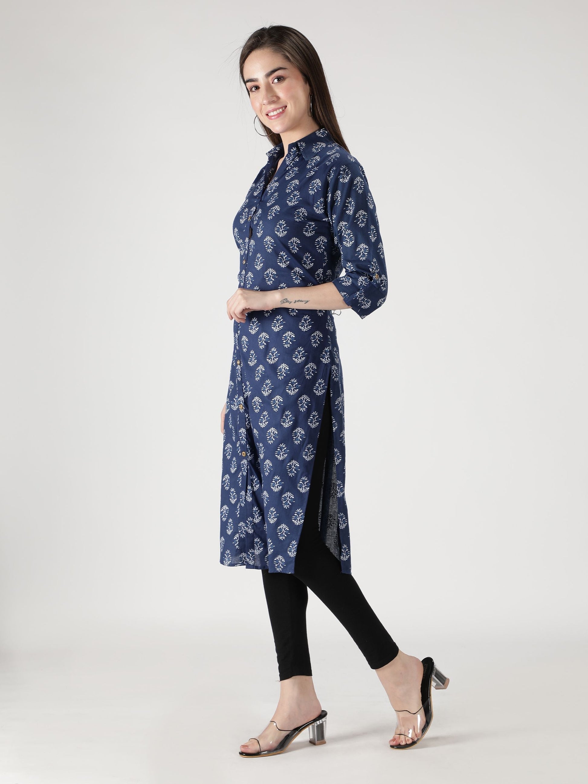Fabclub Cotton Floral Printed Straight Women Kurti (Navy Blue) - Premium  from Roposo Clout - Just $799! Shop now at Mystical9