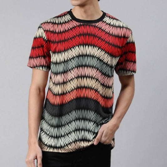Men's Printed Round Neck Elastane Multicolor T-Shirt - Premium  from Roposo Clout - Just $670! Shop now at Mystical9
