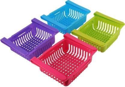 Plastic Fridge Organizer Drawer, Adjustable Fridge Storage Basket Pack of 4 - Premium  from Roposo Clout - Just $600! Shop now at Mystical9
