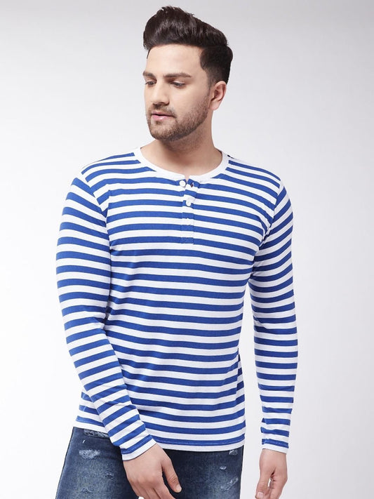 Gritstones Cotton Blend Striped Full Sleeves Stylized Neck Mens  T-Shirt - Premium  from Roposo Clout - Just $660! Shop now at Mystical9