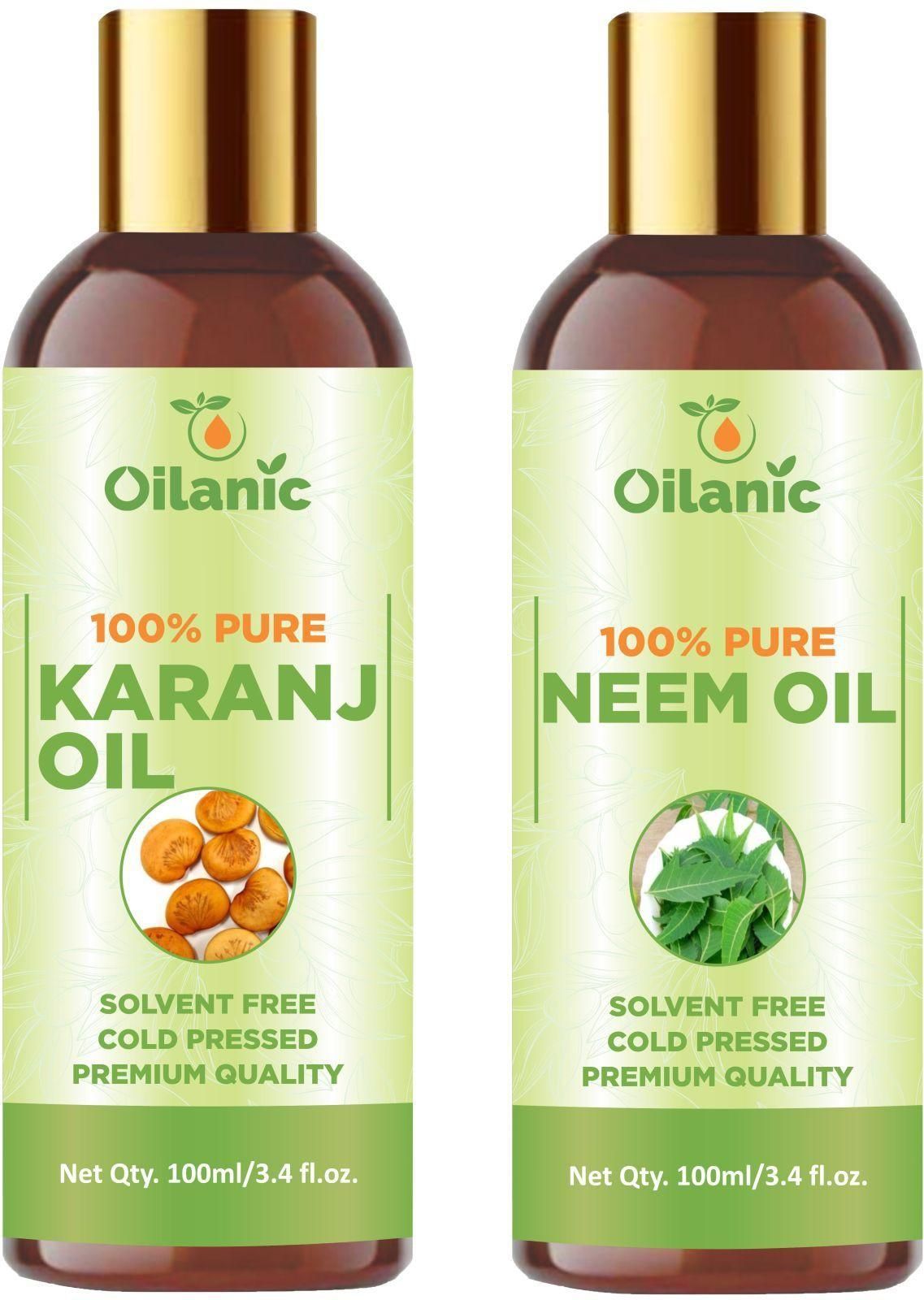 Oilanic Premium Karanj Oil & Neem Oil Combo pack of 2 bottles of 100 ml(200 ml) - Premium  from Roposo Clout - Just $600! Shop now at Mystical9