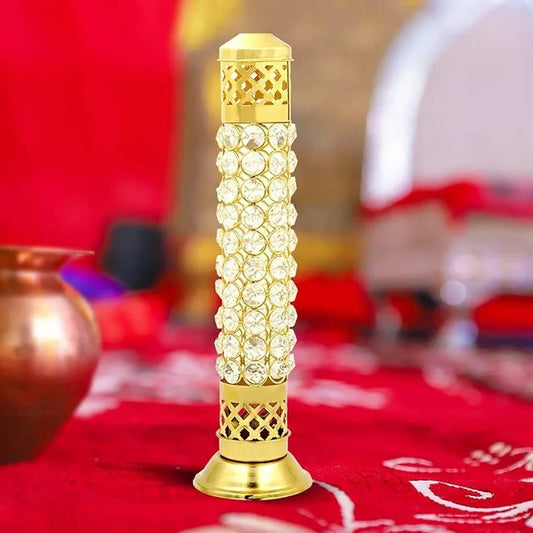 Incense Stick Holder with Ash Catcher| 25cm Height | Brass Crystal Incense Burner| Pack of 1 - Premium  from Roposo Clout - Just $670! Shop now at Mystical9