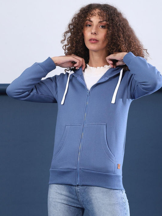 Women's  Cotton Blue Solid Sweatshirt - Premium  from Roposo Clout - Just $1170! Shop now at Mystical9