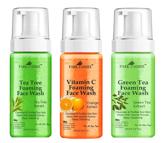 Park Daniel Tea Tree, Vitamin C and Green Tea Foaming Face Wash For Deep Cleansing for Normal to Dry Skin Combo Pack of 3 of 150 ML(450 ML) - Premium  from Roposo Clout - Just $900! Shop now at Mystical9