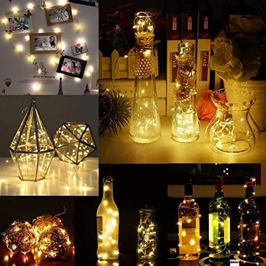 20 Led Wine Bottle Cork Copper Wire String Lights 2M Battery Operated (Warm White Pack Of 4) - Premium  from Roposo Clout - Just $600! Shop now at Mystical9