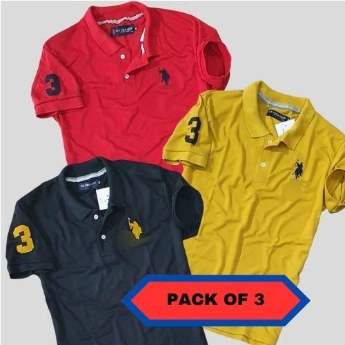 Cotton Solid Half Sleeves Mens Polo T-Shirt Pack Of 3 - Premium  from Roposo Clout - Just $1049! Shop now at Mystical9